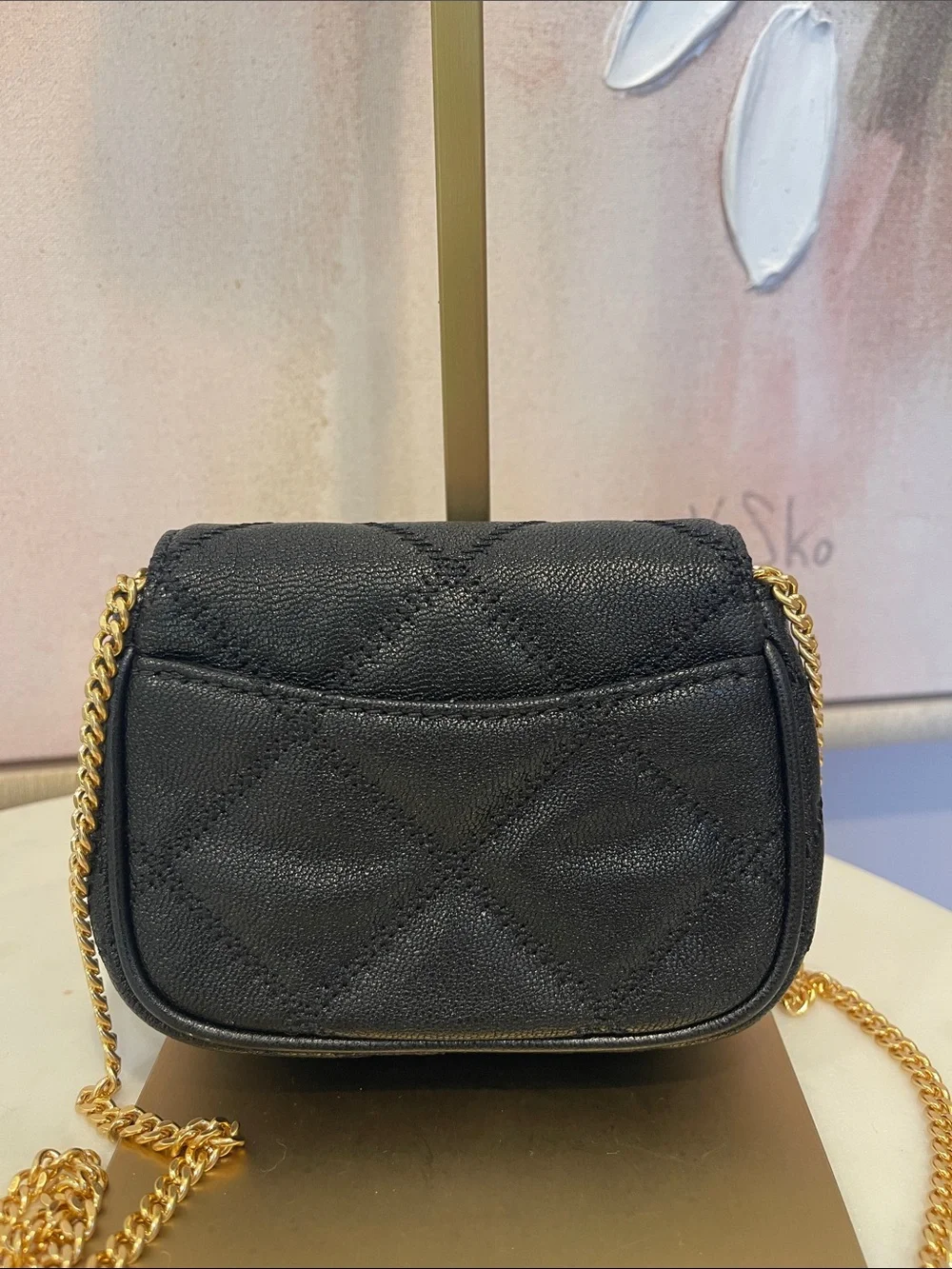 NWT Tory Burch Black Willa Micro Crossbody with Gold Logo